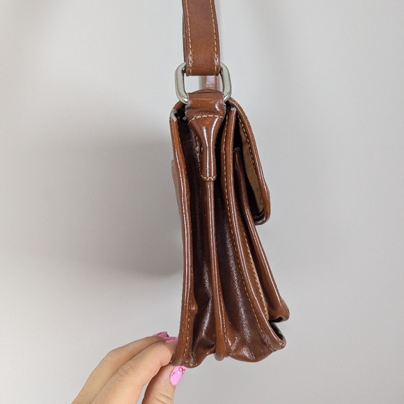 Giani Bernini Italian Leather Brown Satchel Crossbody Bag Multi Compartment - Picture 7 of 11